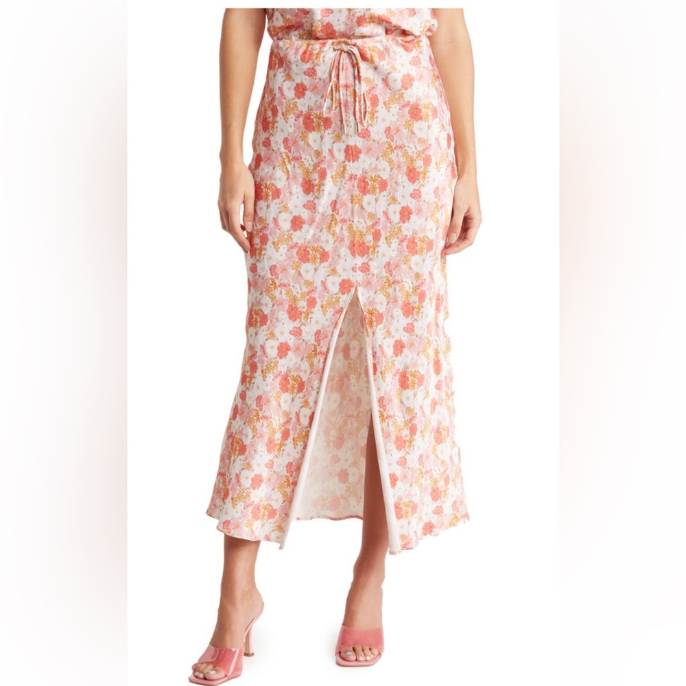 MON RENN Hillside Floral Midi Skirt Size Small NWT